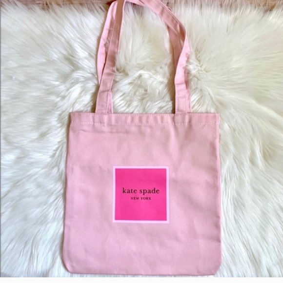 kate spade pink canvas tote bag purse like new no tags - Picture 1 of 2